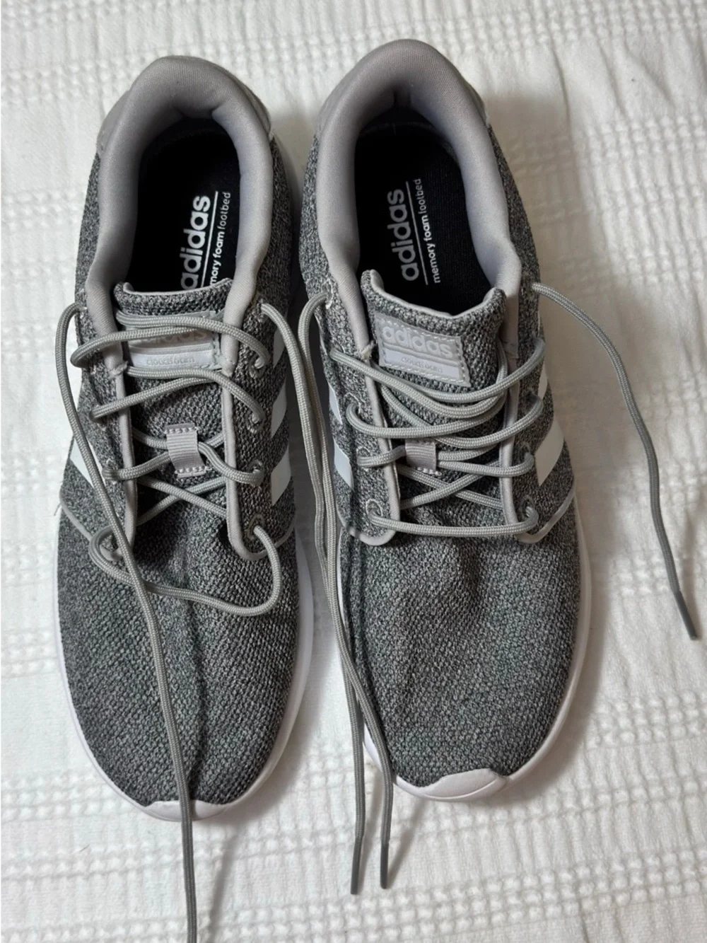 Adidas Grey Cloudfoam‎ Running Shoes with White Stripes